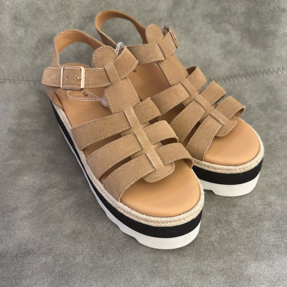 NWT Free People Movement Mykonos Suede Fisherman Platform Wedge Sandals Vachetta - Picture 3 of 11